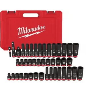 Milwaukee SHOCKWAVE 3/8 in. Drive SAE and Metric 6 Point Impact Socket Set (43-Piece)