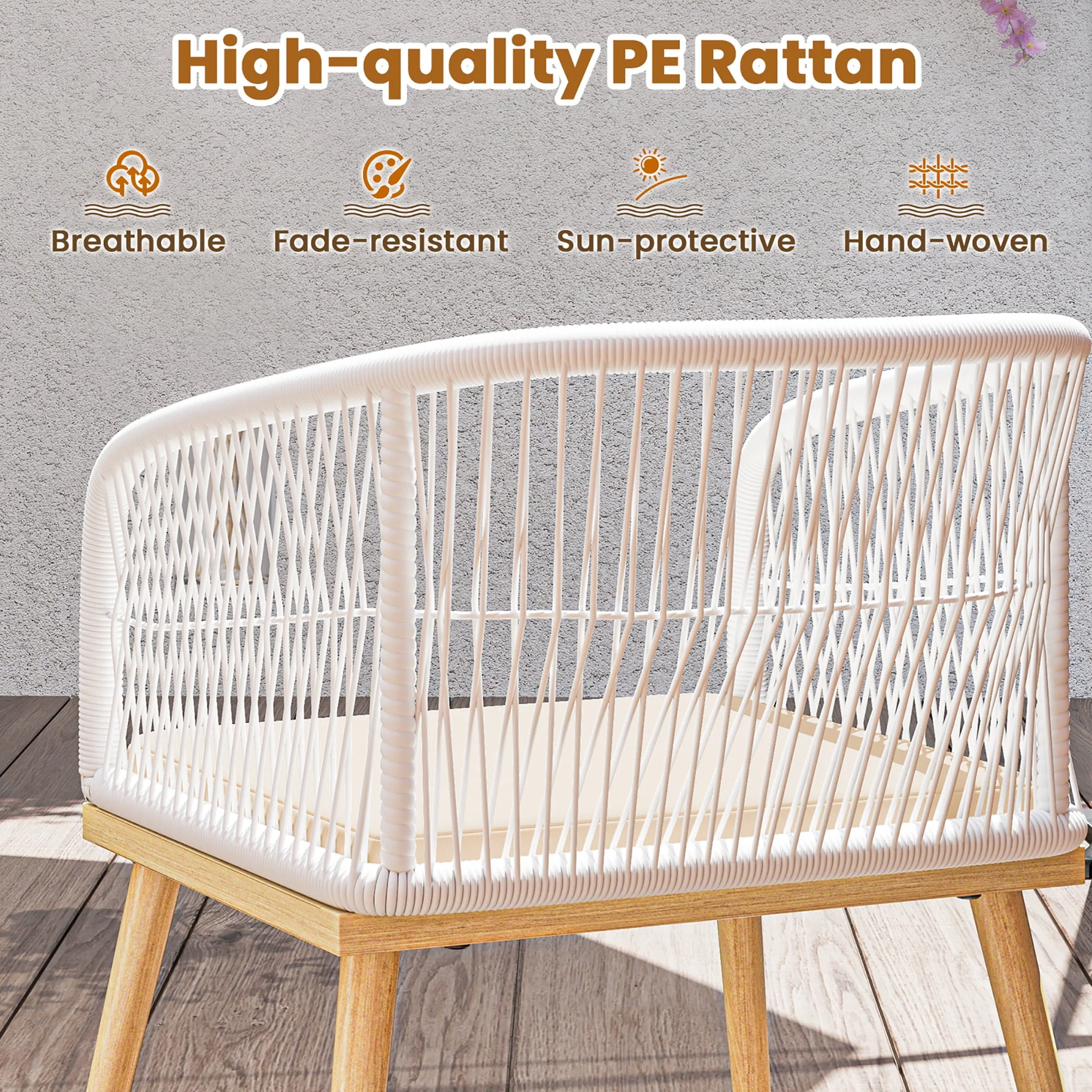 Gymax 3 Pieces Patio Bistro Set Outdoor PE Wicker Conversation Furniture Set