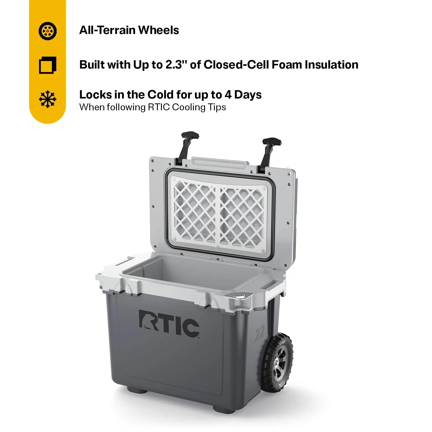 RTIC 22 QT Ultra-Light Wheeled Hard-Sided Ice Chest Cooler, Fits 28 Cans or 6 Wine Bottles, Patriot