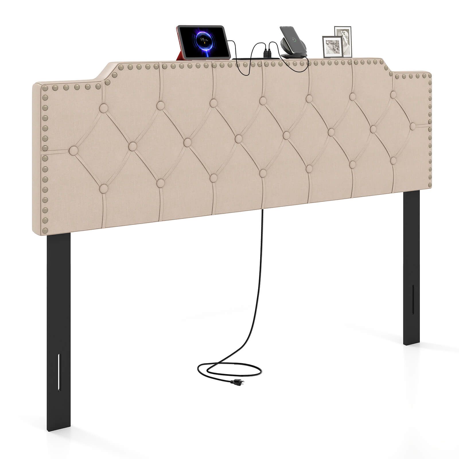 Costway Upholstered Headboard for Queen and Full Size Beds - Multiple Tufted Styles