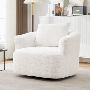 Harper & Bright Designs 360- Swivel Accent Chair, Barrel Chair Swivel Upholstered Sofa Chair with Cushion for Living Room Office, Beige
