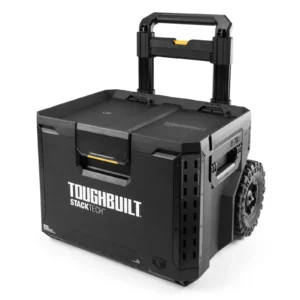 ToughBuilt Portable 2-in-1 Rolling Tool Box, Wheels & Stackable Design, Black