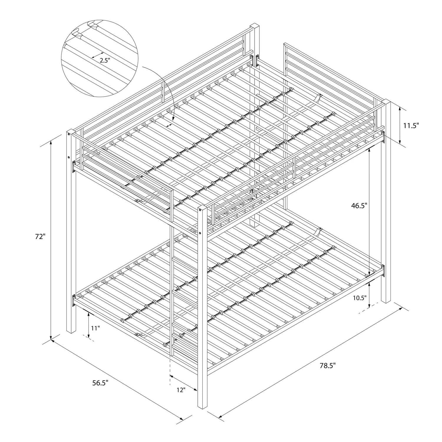 DHP Full over Full Metal Bunk Bed, Black