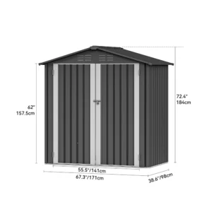 DEXTRUS 6x3.2FT Outdoor Storage Shed with Window, Heavy Duty Metal Tool Shed with Lockable Door and Sloped Roof, Grey