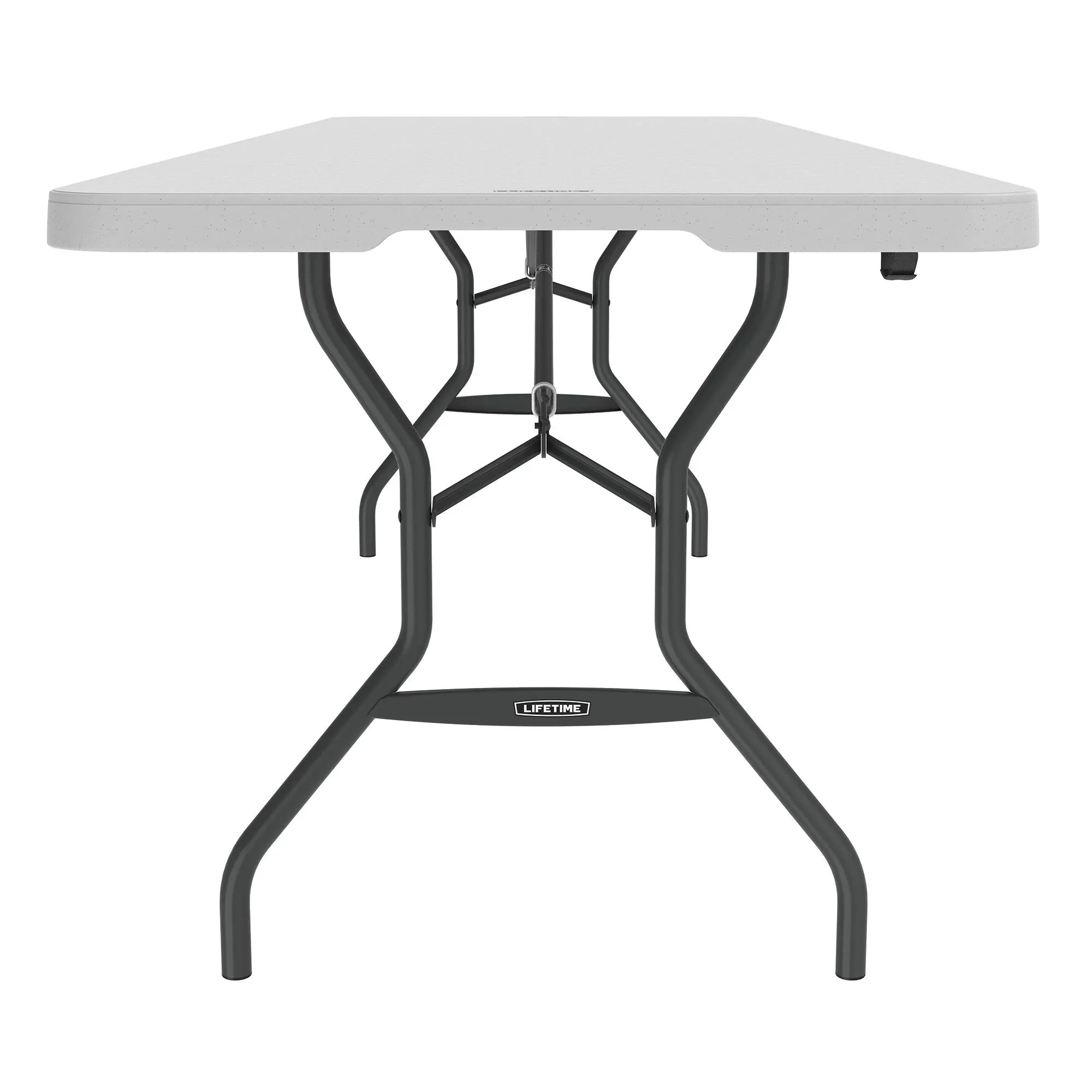 Lifetime 8 Foot Fold-in-Half Rectangle Table, Indoor/Outdoor Commercial Grade, White Granite (280270)