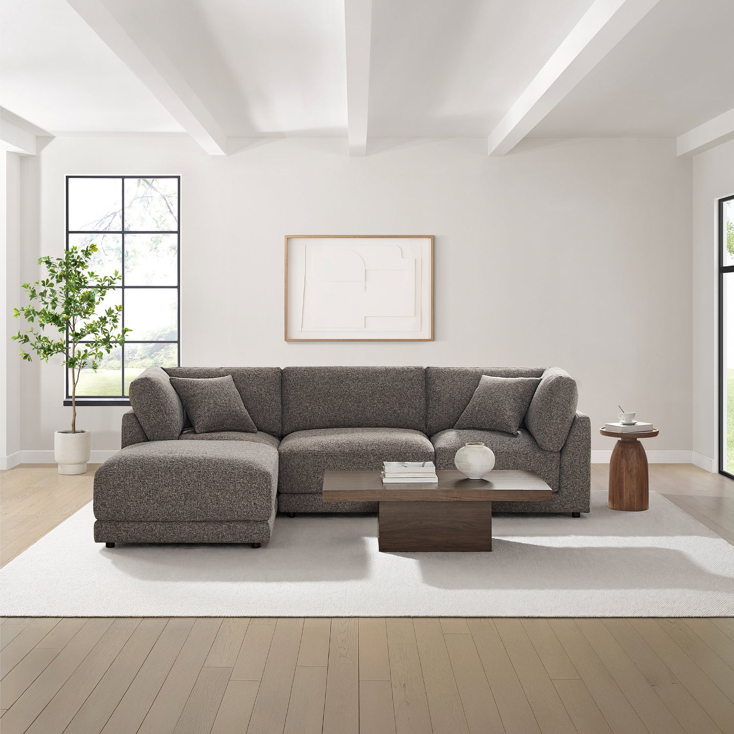 Aiden & Ivy Dayna 4-piece Modular Fabric Sofa with Ottoman