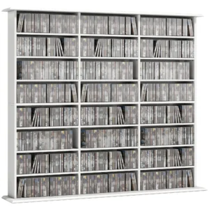 HOMCOM Media Storage Cabinet, 8-Tier DVD Shelf for 1032 CDs or 594 DVDs