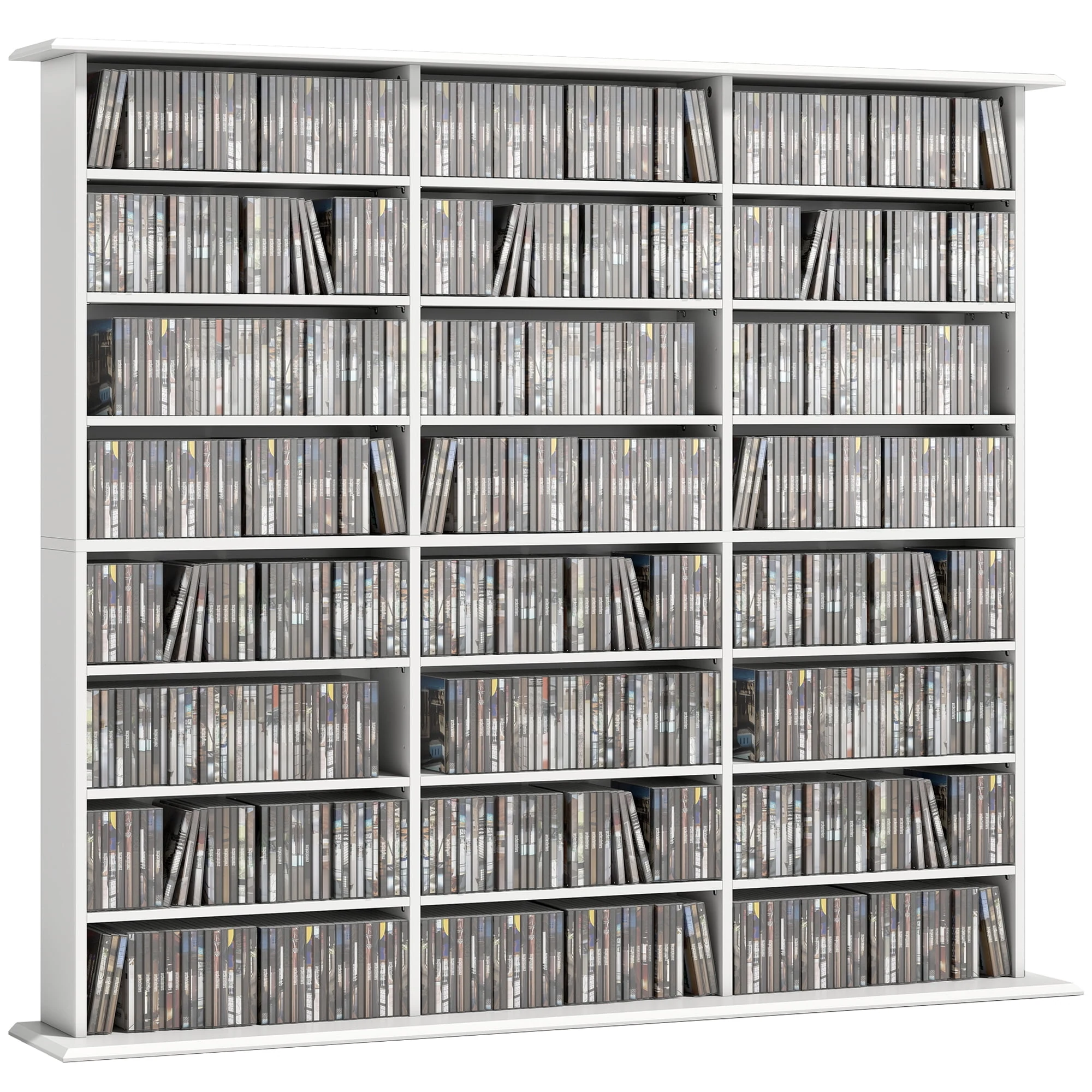 HOMCOM Media Storage Cabinet, 8-Tier DVD Shelf for 1032 CDs or 594 DVDs