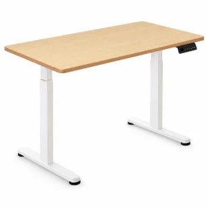 Mainstays Home Office Adult Electric Standing Desk with Memory Presets, Natural Wood Top Frame