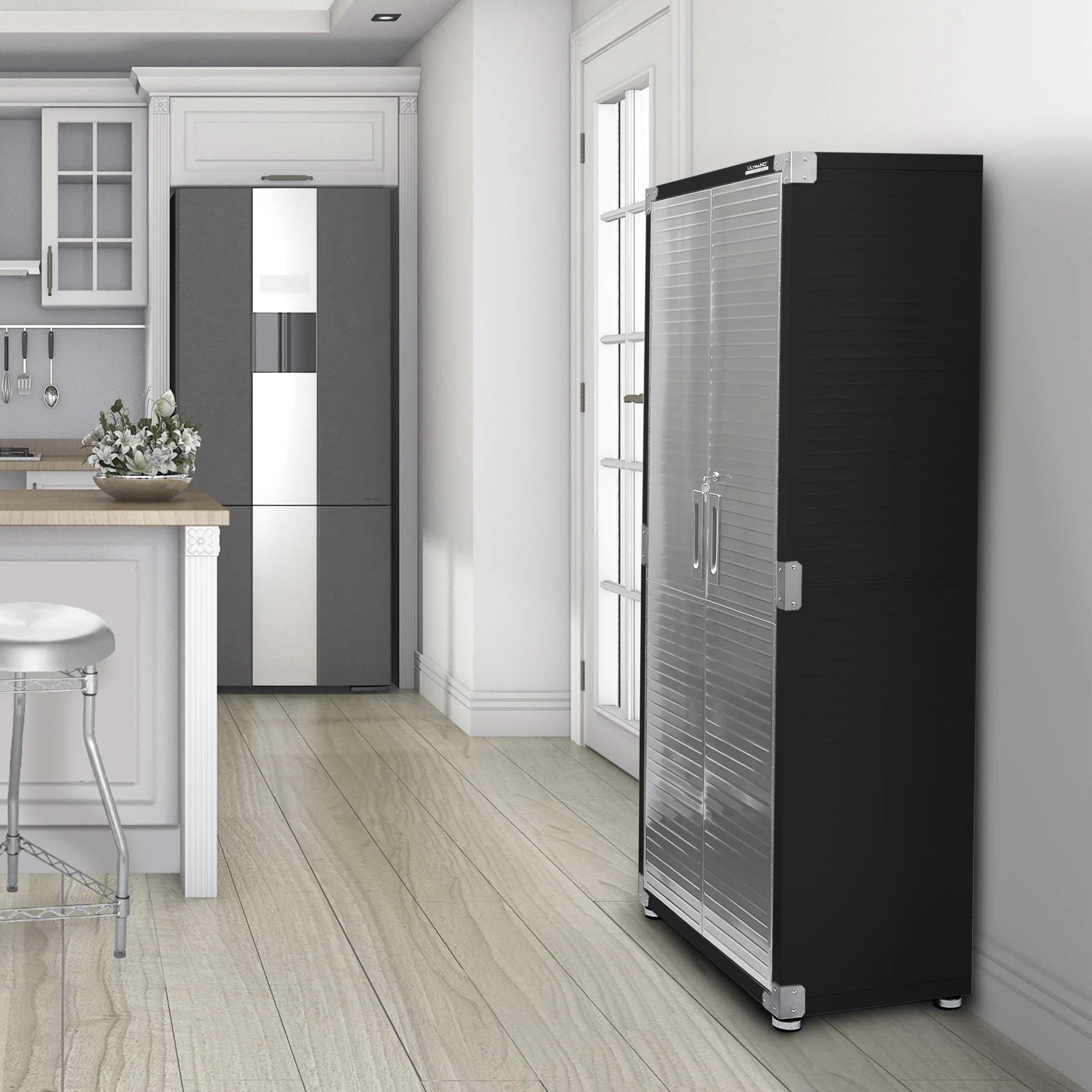 Seville Classics UltraHD? Steel Body Lockable Storage Cabinet Organizer Locker Shelving Unit, Graphite, 30" W x 18" D x 72" H