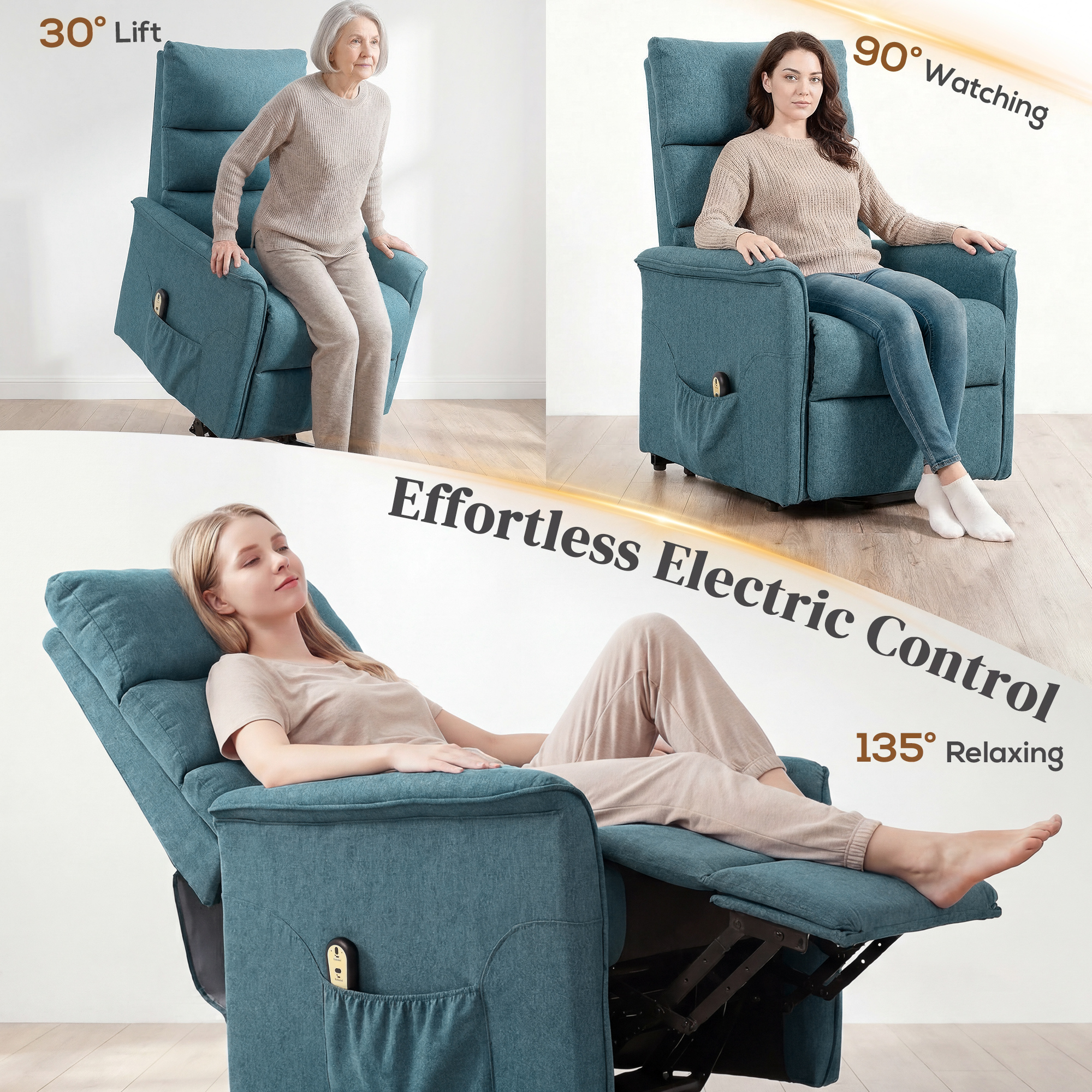 HOMCOM Power Lift Chair Recliner for Elderly with Remote Control