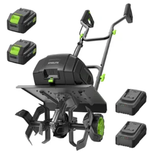 Steelite 2x21V Max 14-Inch Cordless Tiller with Brushless Motor,Battery Powered Garden Tiller for Gardening/Soil Cultivation,Tiller Cultivator and Garden Rototiller, 2* 4.0 Ah Batteries Included