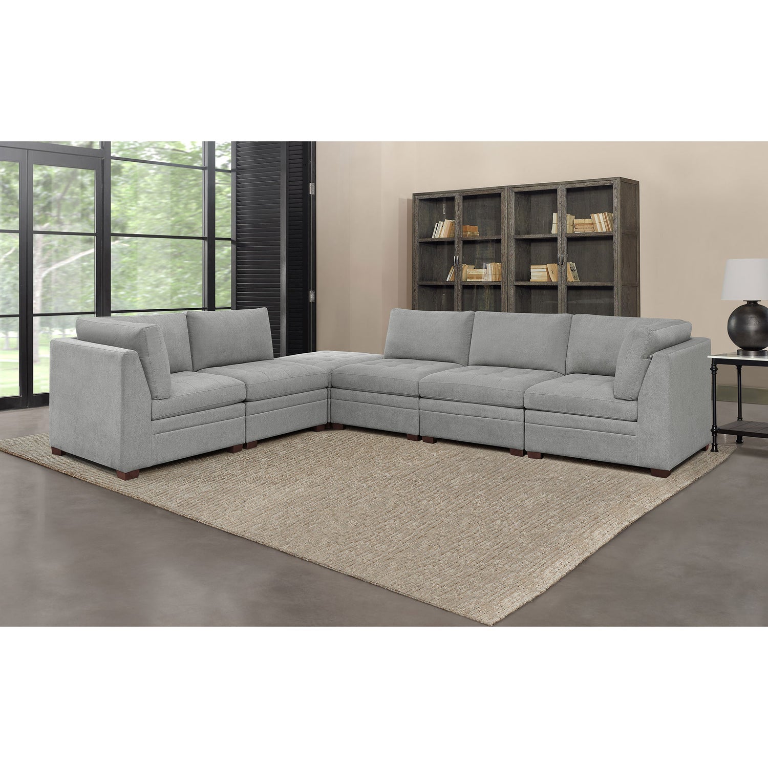 Thomasville Tisdale Tufted 6-piece Fabric Sectional with Storage Ottoman