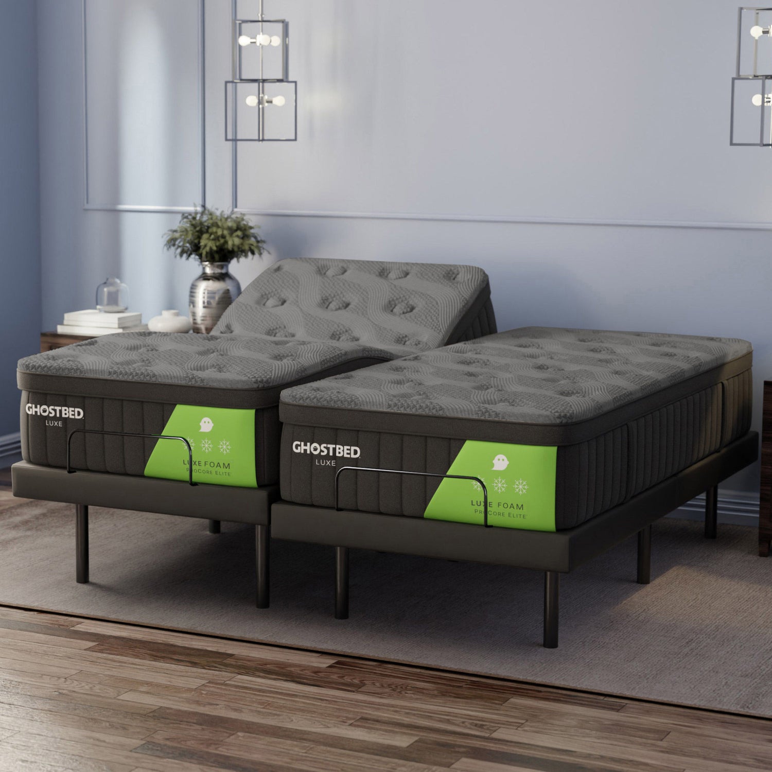 GhostBed Luxe II 35.6 cm (14 in.) Gel Memory Foam Mattress with Adjustable Base
