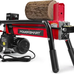 PowerSmart Electric Log Splitter 7-Ton - Efficient Wood Splitter with 3500 Motor Speed, 15 Amp, Horizontal Full Beam Design and Steel Wedge for Firewood & Kindling Cutting