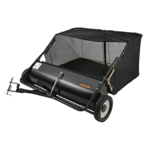VEVOR Tow Behind Lawn Sweeper, 44 in Pull Behind Lawn Sweeper, 25 cu. ft Large Capacity Leaf & Grass Collector, Heavy Duty Garden Sweeper with Adjustable Sweeping Height for Yard, Lawn, Farm