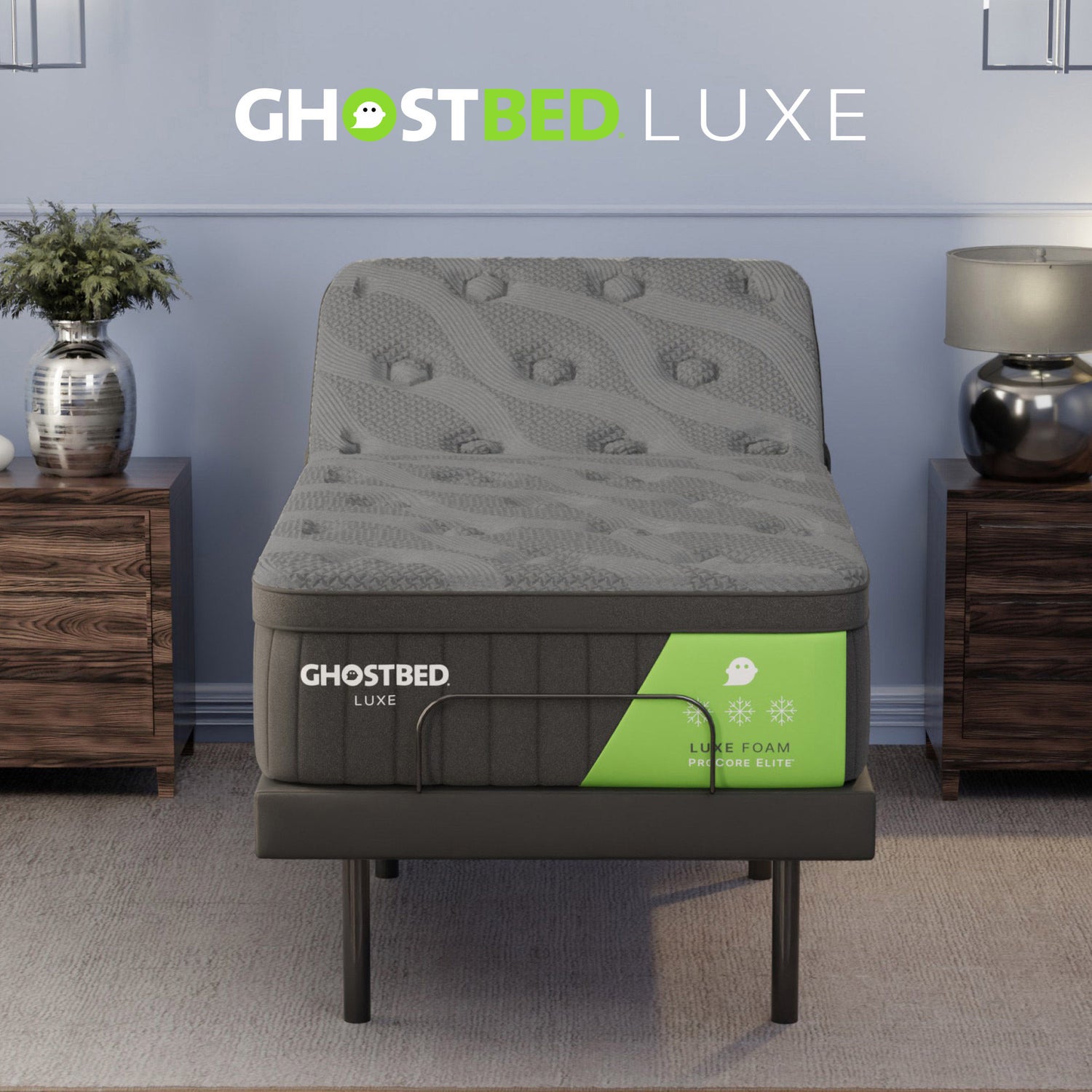 GhostBed Luxe II 35.6 cm (14 in.) Gel Memory Foam Mattress with Adjustable Base