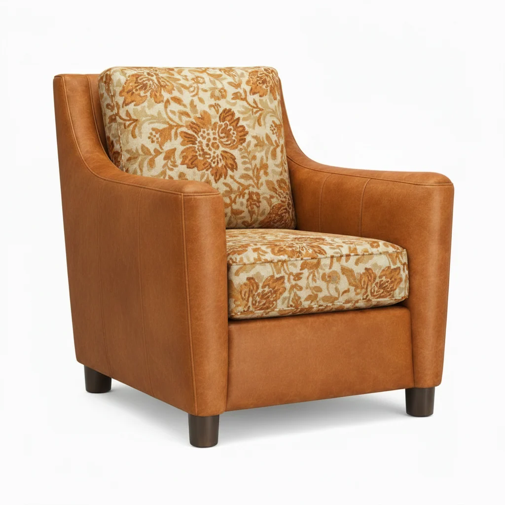 Modern Sloped-Arm Faux Leather Accent Chair