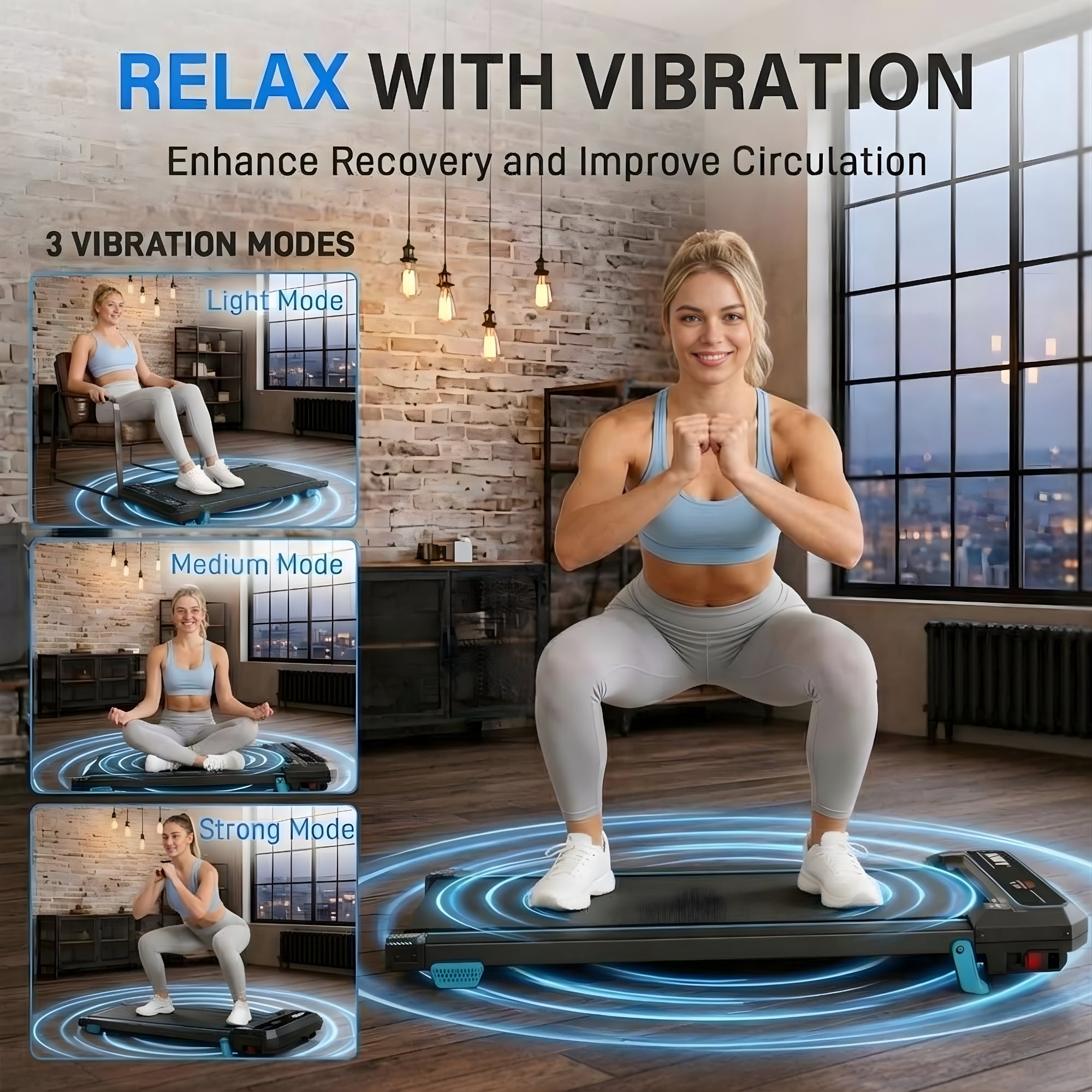 IMFIT Walking Pad Treadmill for Home & Office | Under Desk Walking Pad with 3-Level Vibration Recovery | Quiet Motor Walking Pad for Daily Cardio, Fitness, Calories Burn, Glutes, Core, Legs