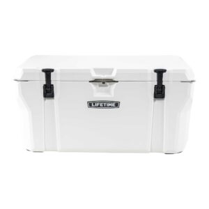 Lifetime 65 qt Bear-Resistant Camping Cooler, Premium High Performance, Ice Retention, Hard Cooler, 75 Can Capacity, Arctic White (91108)
