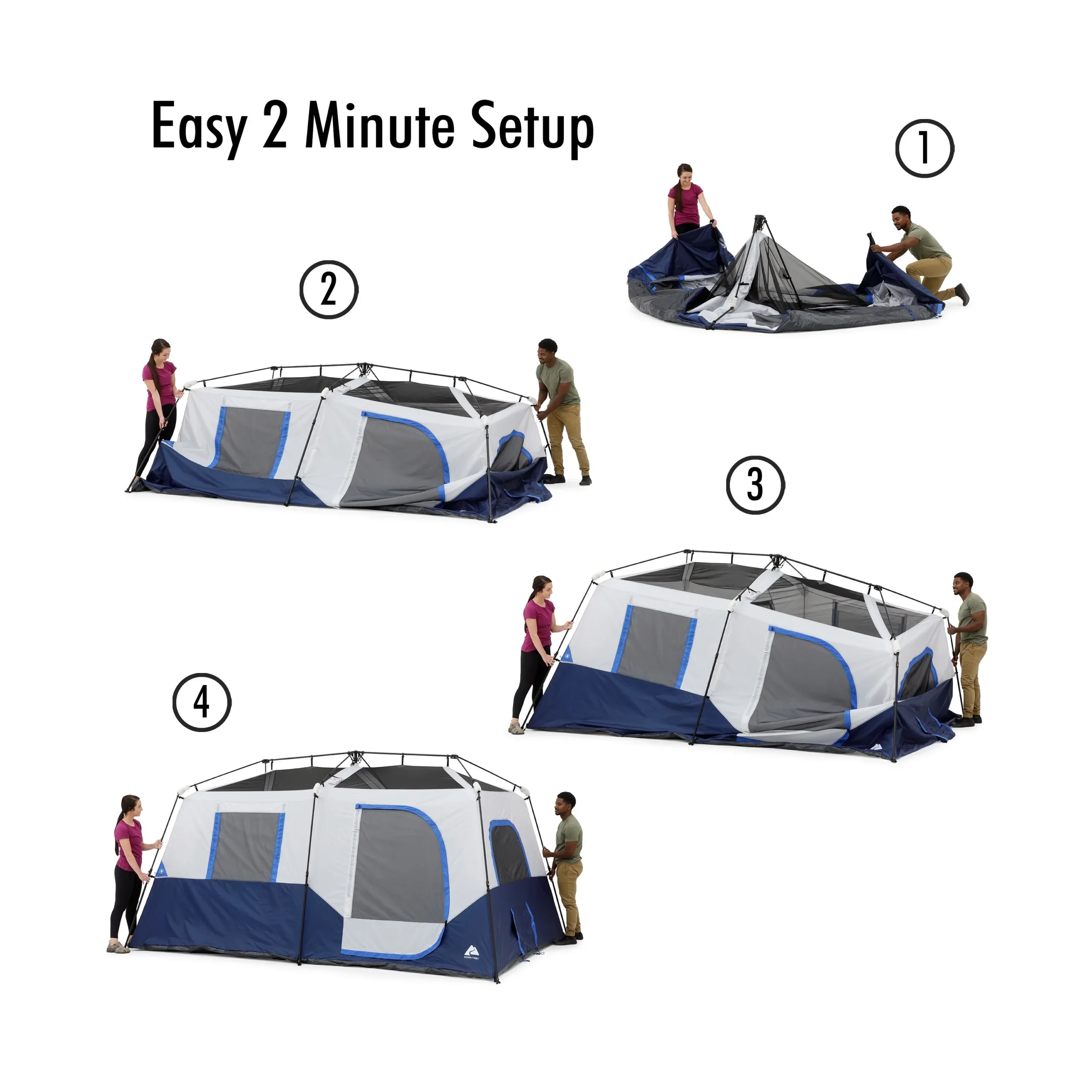 Ozark Trail 8-Person Instant Cabin Tent with LED Lighted Poles and Bluetooth Speaker