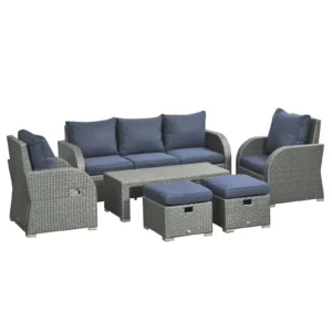 Outsunny Patio Furniture with Cushions, Dark Blue