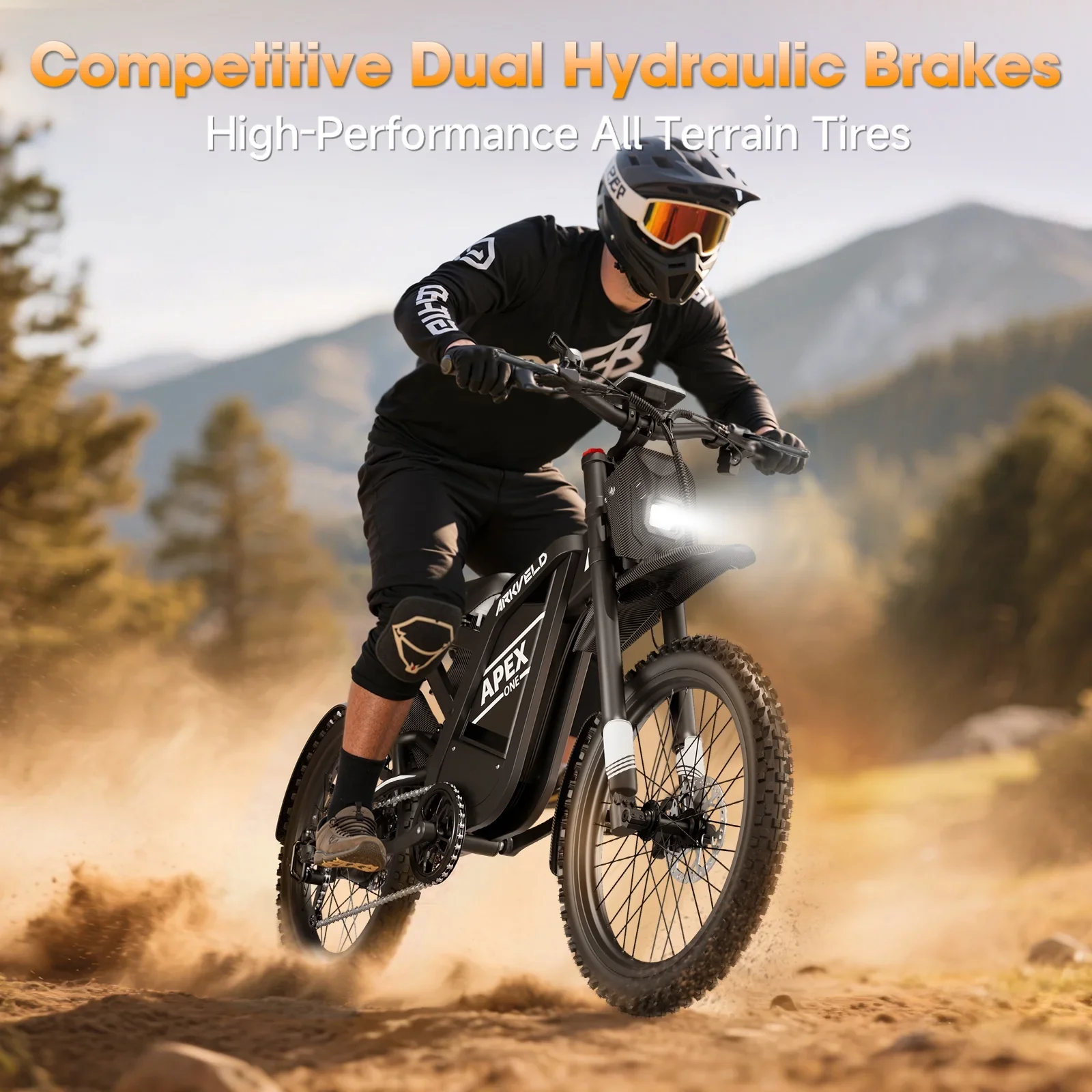 Arkveld Electric Bike for Adults, Peak-3000W, Max 40MPH and 80Miles Electric Motorcycle,25" Fat Tire Dirt Bike, APEX1 7-Speed E-Bike-White