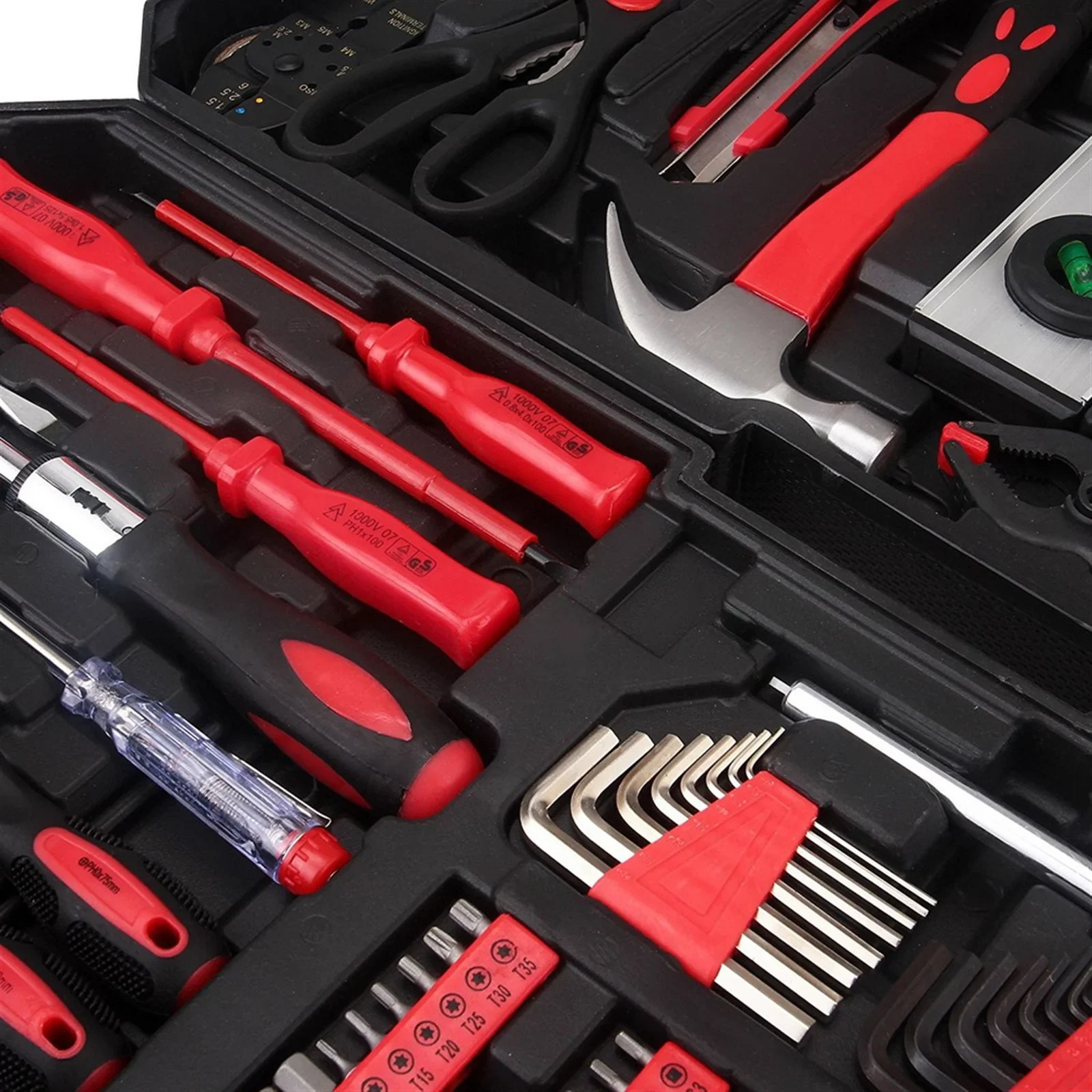 799 Pieces Professional Mechanics Hand Tool Set, Mobile Tool box on Wheels W/Ratchets&Socket, Screwdriver, Tongs, 4-layer Tool Case & Tool Kit, Silver