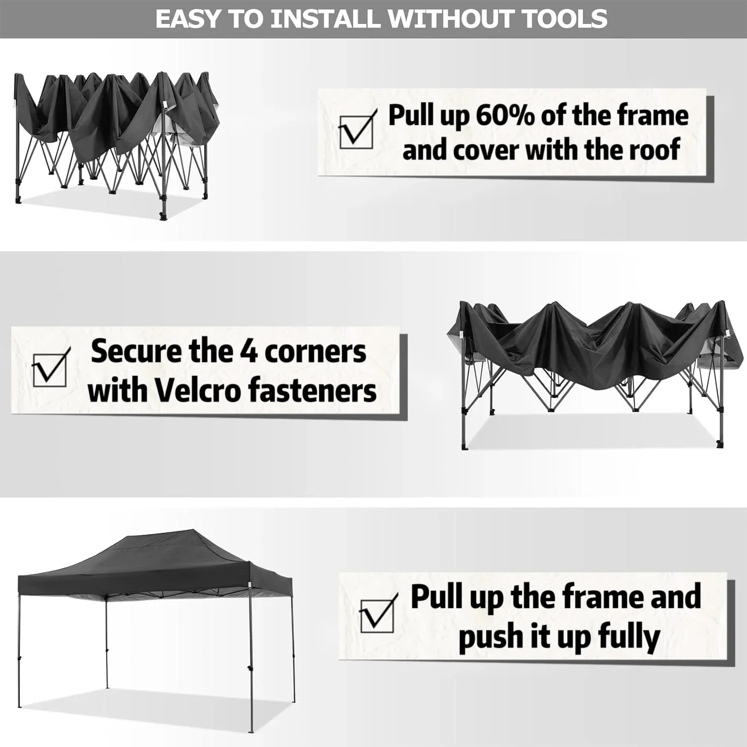 COBIZI 10x20 Heavy Duty Pop up Canopy Tent with 6 sidewalls Easy Up Commercial Outdoor Canopy Wedding Party Tent for Beach All Season Wind & Waterproof Gazebo with Roller Bag,Black(Frame Thickened)