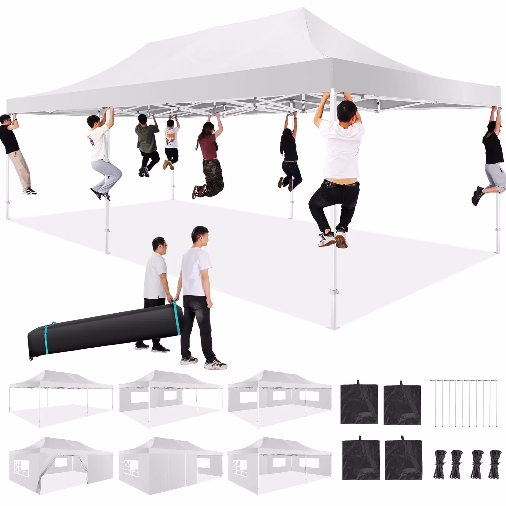 COBIZI 13x26 Heavy Duty Commercial Canopy Tent,Easy Pop Up Party Tent Gazebo,Outdoor Portable Party Canopy,Extra-large Size Space For Outside Wedding Gathering Activities,Waterproof&UPF 50+,White