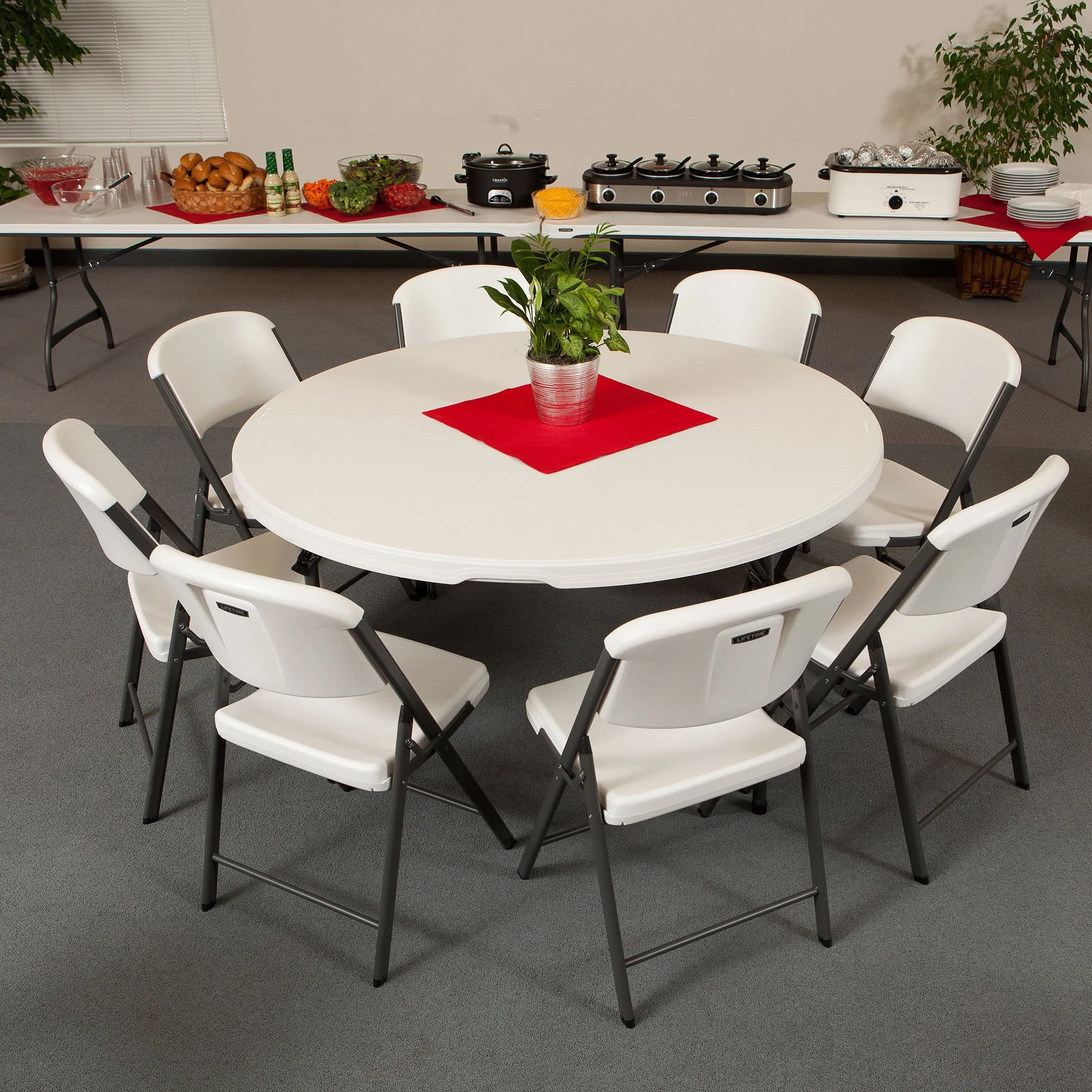 Lifetime 60 inch Round Folding Table, Indoor/Outdoor Commercial Grade, Almond (280435)