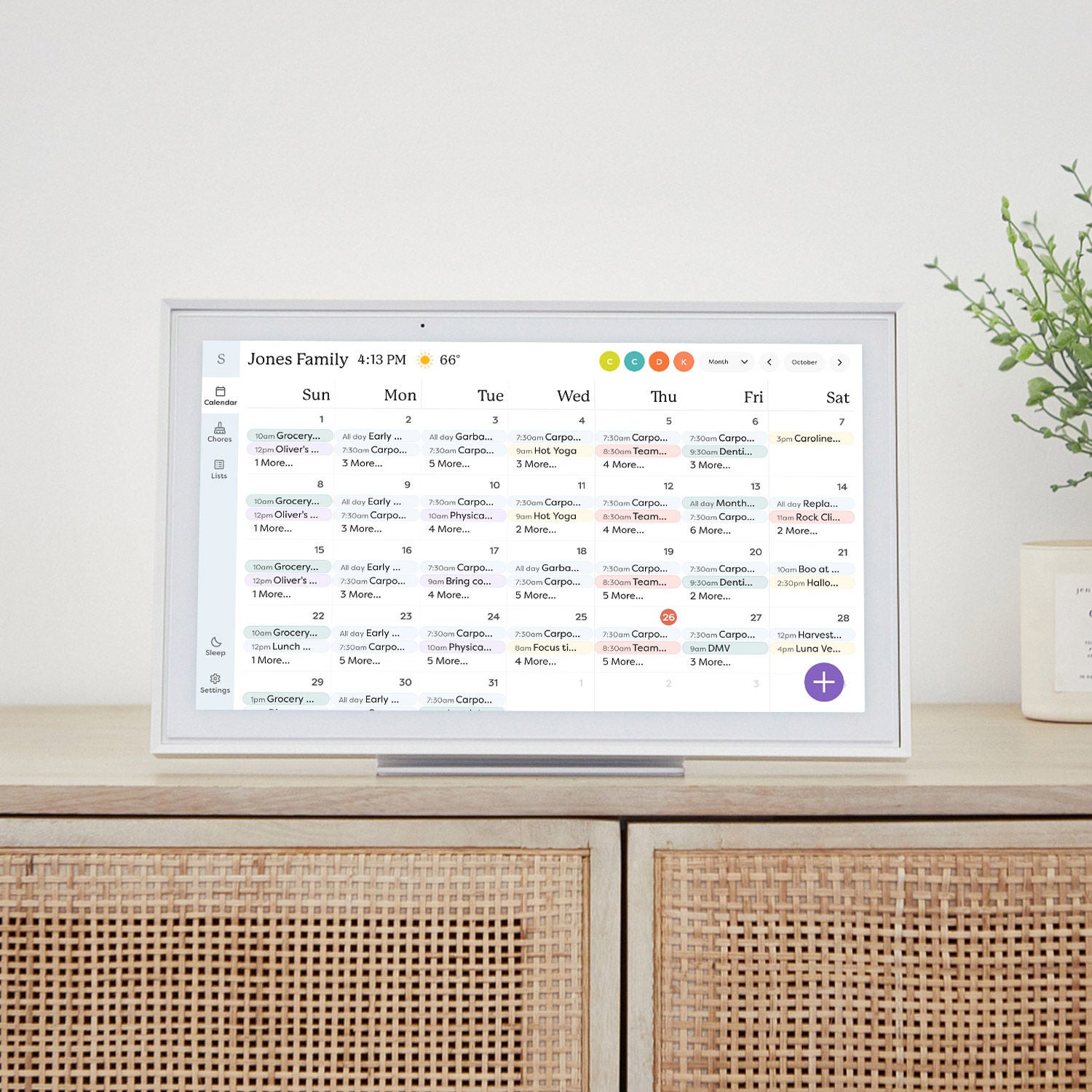 Skylight 15 in. White Smart Touchscreen Calendar and Organizer