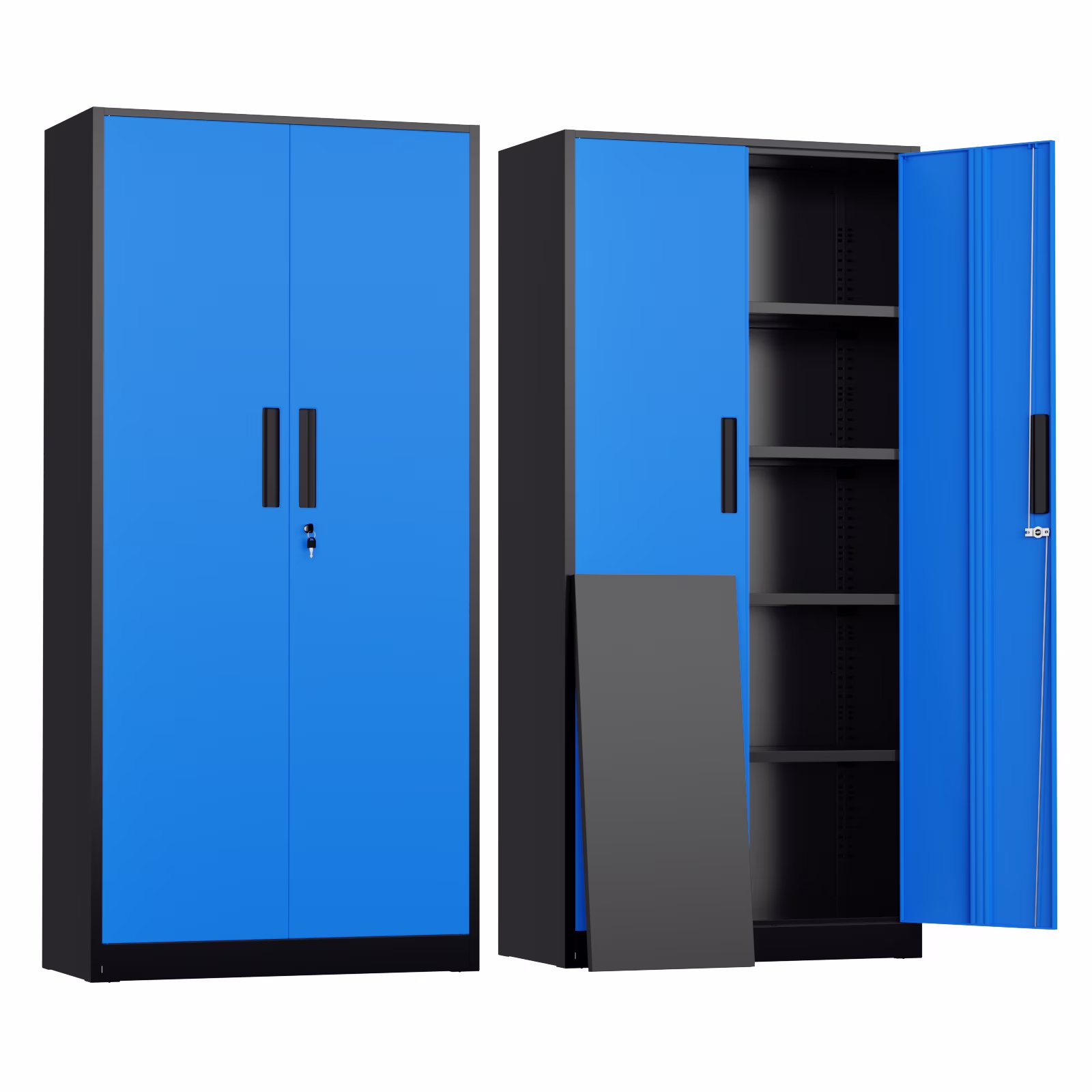 SOLAURA 71" Metal Garage Storage Cabinet with Locking Doors and Adjustable Shelves for Home, Office(Black)