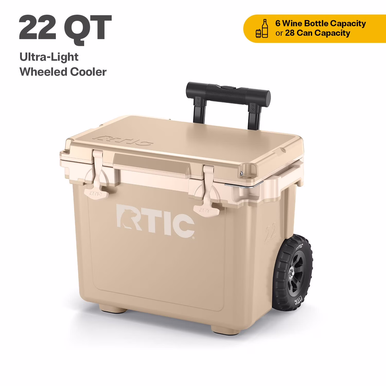 RTIC 22 QT Ultra-Light Wheeled Hard-Sided Ice Chest Cooler, Fits 28 Cans or 6 Wine Bottles, Patriot