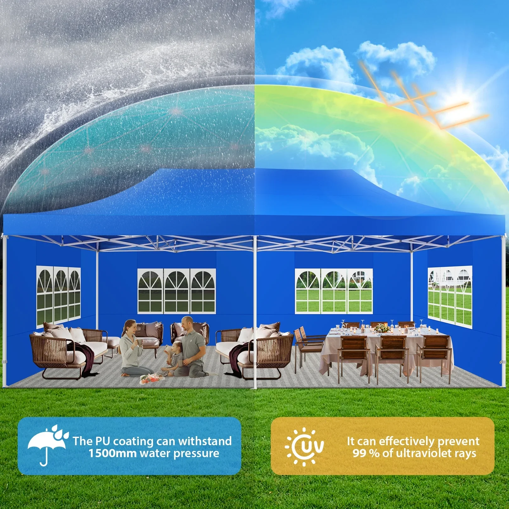COBIZI 13x26 Heavy Duty Commercial Canopy Tent,Easy Pop Up Party Tent Gazebo,Outdoor Portable Party Canopy,Extra-large Size Space For Outside Wedding Gathering Activities,Waterproof&UPF 50+,White