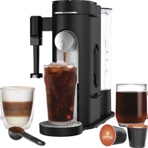 Specialty Single-Serve Iced Coffee Maker, K-Cup Pod Compatible with Foldaway Milk Frother - Black