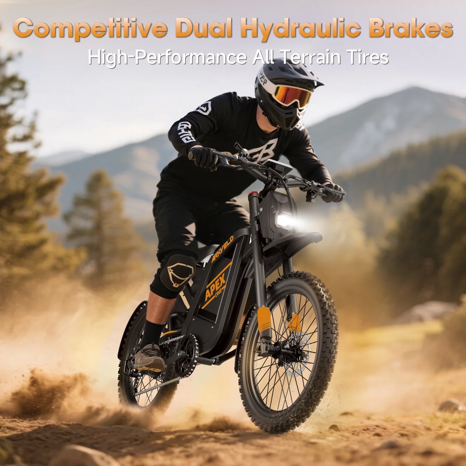 Arkveld Electric Bike for Adults, Peak-3000W, Max 40MPH and 80Miles Electric Motorcycle,25" Fat Tire Dirt Bike, APEX1 7-Speed E-Bike-White