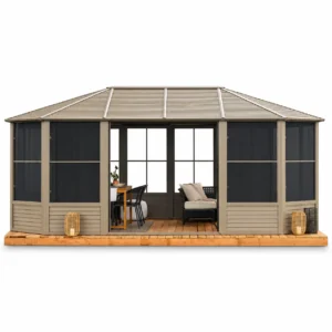 Gazebo Penguin Florence 12 ft x 18 ft Metal Roof Solarium - Sand