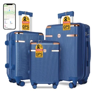IMGadgets Go Luggage 3pc Set | Lightweight & Durable ABS Polycarbonate | 360° 4x Dual Spinner Wheels | TSA-Approved Lock | 3 GPS World Smart Tags | Spacious Design | Retractable Iron Handle