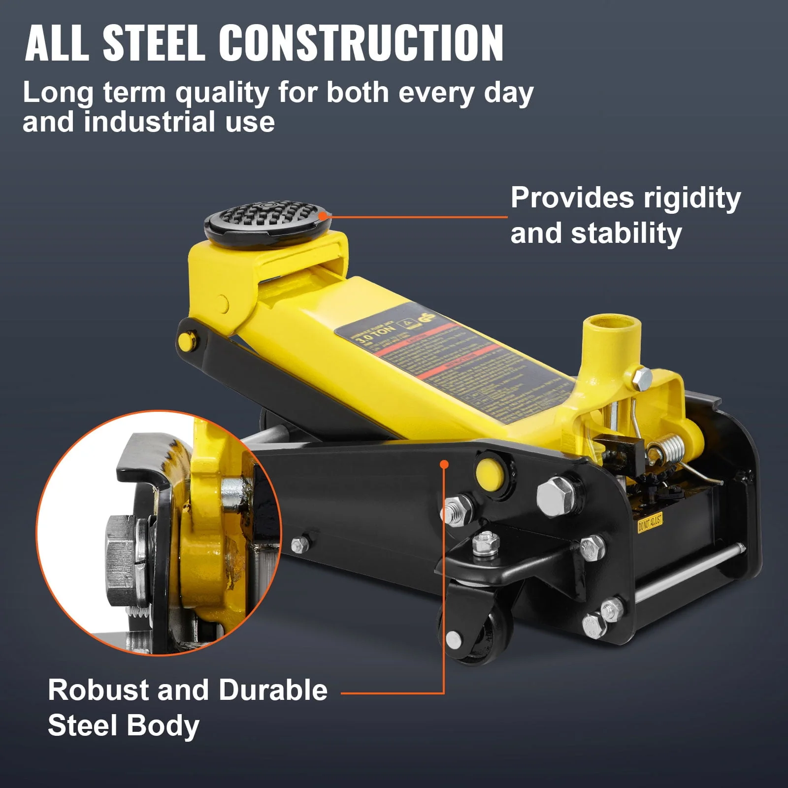 VEVOR Low Profile Floor Jack 3 Ton Heavy Steel Single Piston Hydraulic Pump