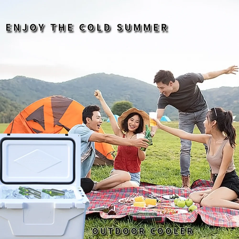 65 Quart Hard Large Cooler Box,Insulation Portable Ice Chest Box with 2 Wheels and Handle,400lbs Weight Capacity,Cooler Box for Beach, Drink, Beverage, Camping, Picnic, Fishing, Boat, Barbecue