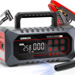 GOOLOO A7 Jump Starter with Air Compressor, 6000A &160PSI 12V Car Battery Jumper Starter Portable Booster Pack, 12-in-1 Jump Box (All Gas & 10L Disel) with Tire Inflator & Air Pump(Inflate& Deflate)