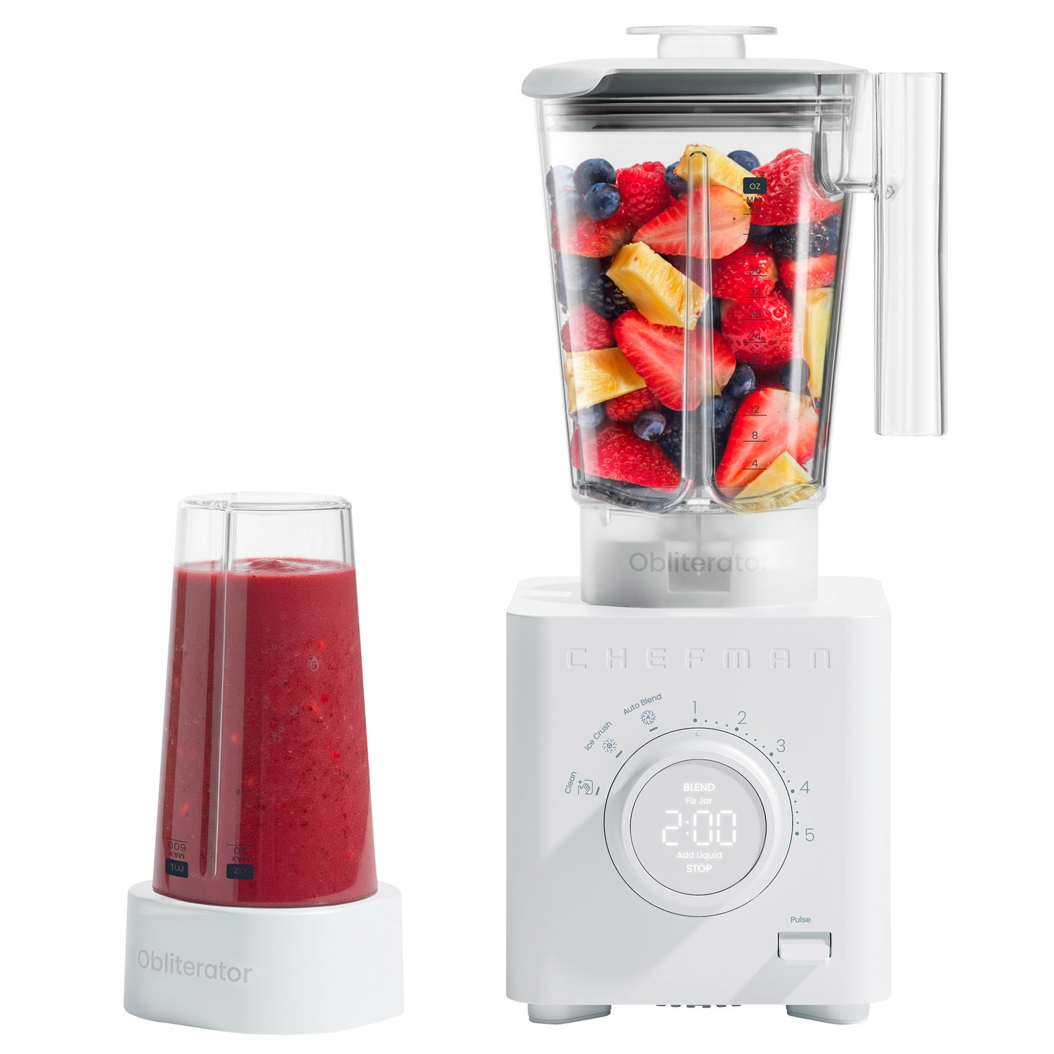 Chefman Obliterator 48 oz Five Speed Performance Blender with 20 oz Travel Jar