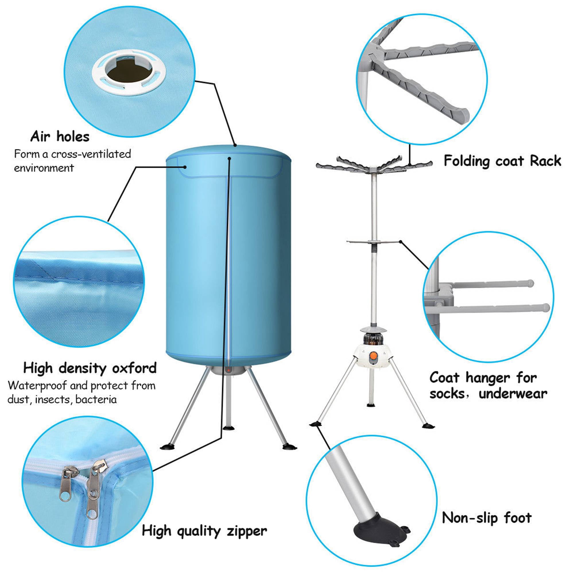 Costway Portable Ventless Laundry Clothes Dryer Drying Machine Heater 900W