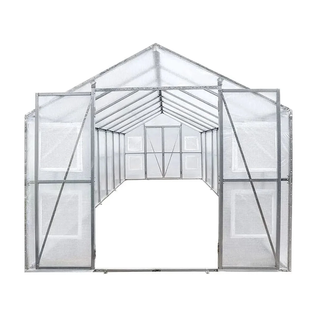 TMG Industrial 8' x 26' Greenhouse Grow Tent w/20 Mil Ripstop Leno Mesh PVC Cover, Galvanized Steel Frame, Roll-up Windows, TMG-GH826