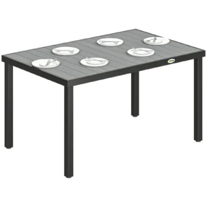 Outsunny Rectangular Patio Table for 6, 55" Outdoor Dining Table, Grey