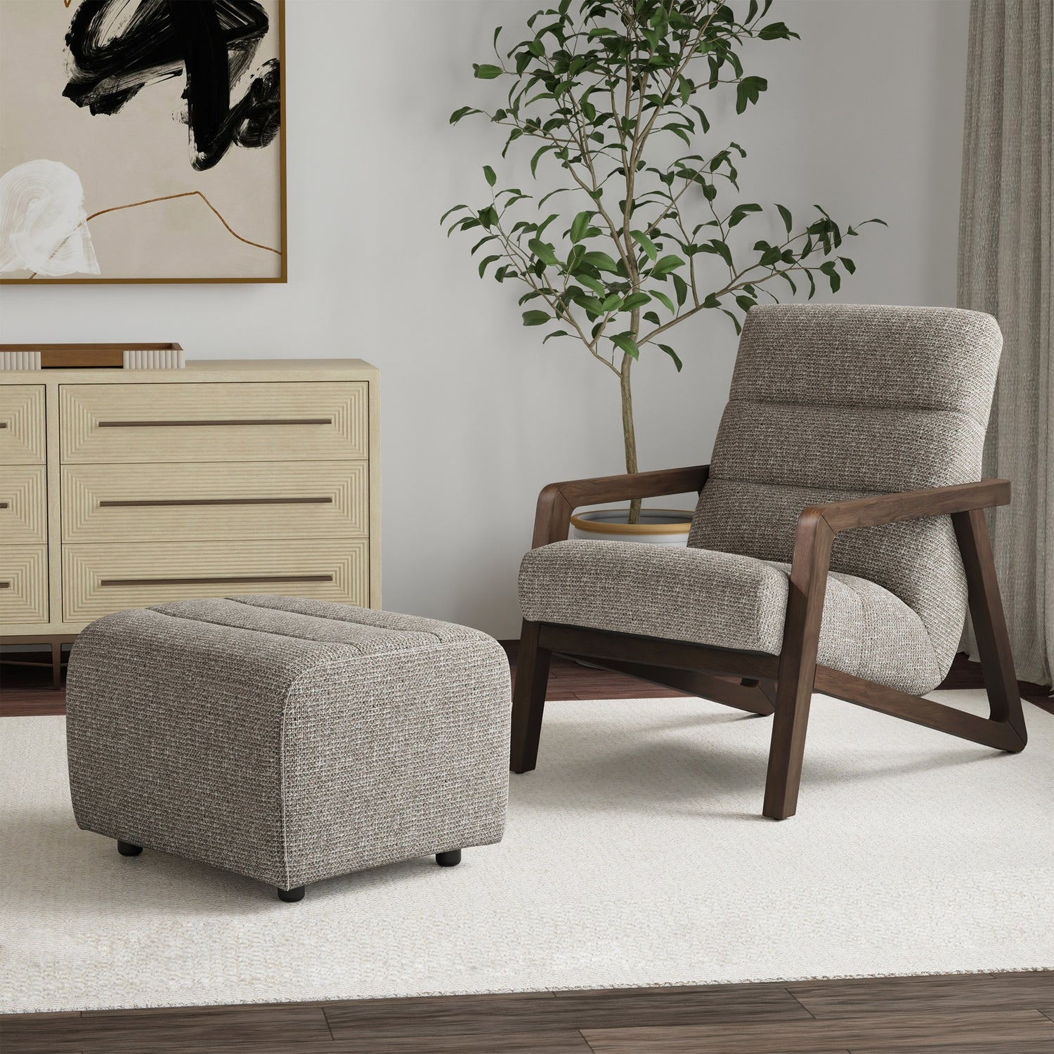 Nice Link Laurent Fabric Chair and Ottoman