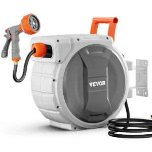VEVOR Retractable Garden Hose Reel 5/8 Inch x 100 ft Wall Mounted Garden Hose Reel