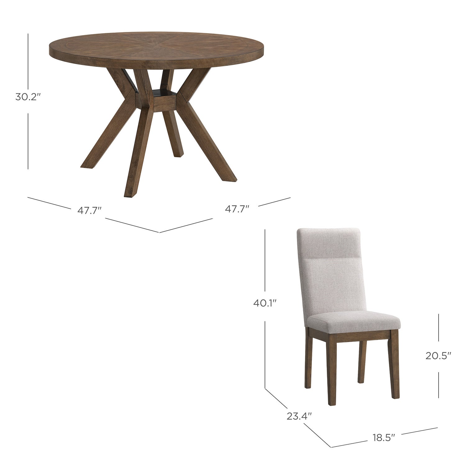 Bayside Furnishings - Kaelyn 5-piece Dining Room Set, 122 cm (48 in.) Diameter