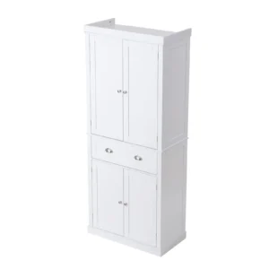 KFFKFF 72" Kitchen Pantry Storage Cabinet, Freestanding Utility Cabinets with Doors, Drawer and 3 Adjustable Shelves, Tall Food Buffet Pantries for Kitchen, Living Room, Dinning Room